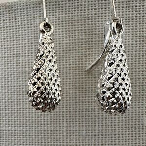 Napier Silver-Tone Textured Teardrop Leverback Earrings
